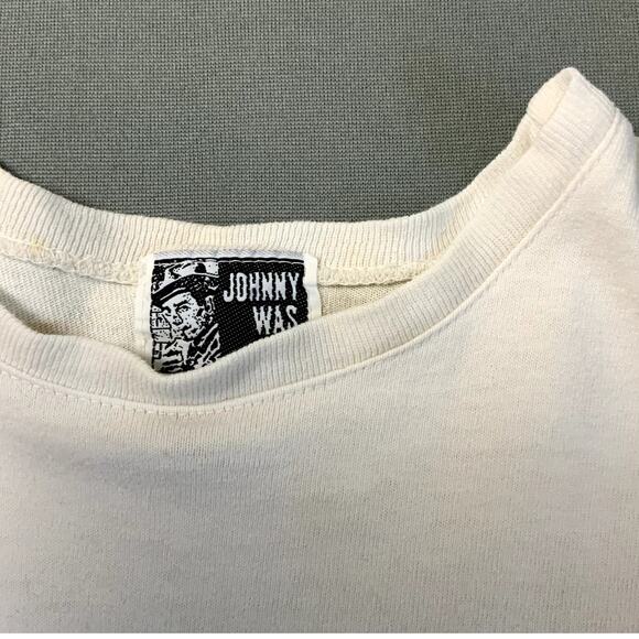 Johnny Was One Size White Boxy Off-White T-Shirt Salvage Condition for Repurpose - Picture 7 of 12